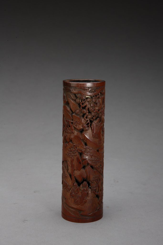 图片[5]-Bamboo carving orchid pavilion picture incense tube-China Archive